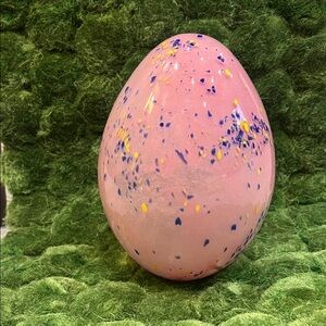 GANZ Pink and Blue Speckled Glass Egg